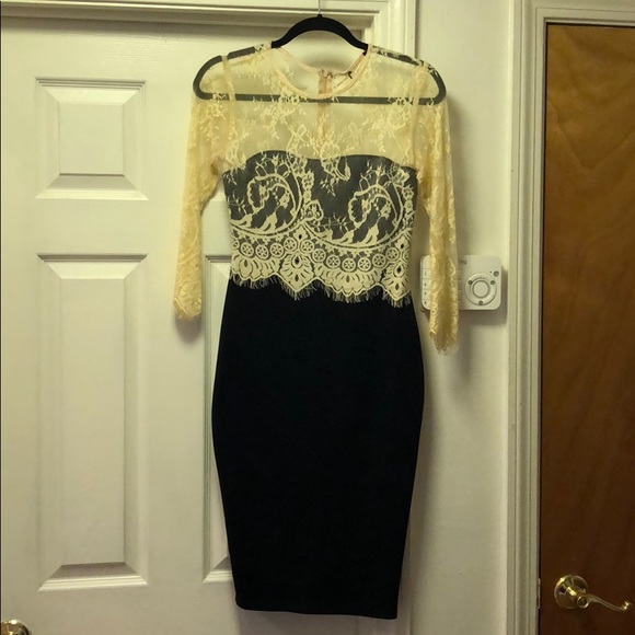 Navy and lace midi dress - Picture 2 of 3